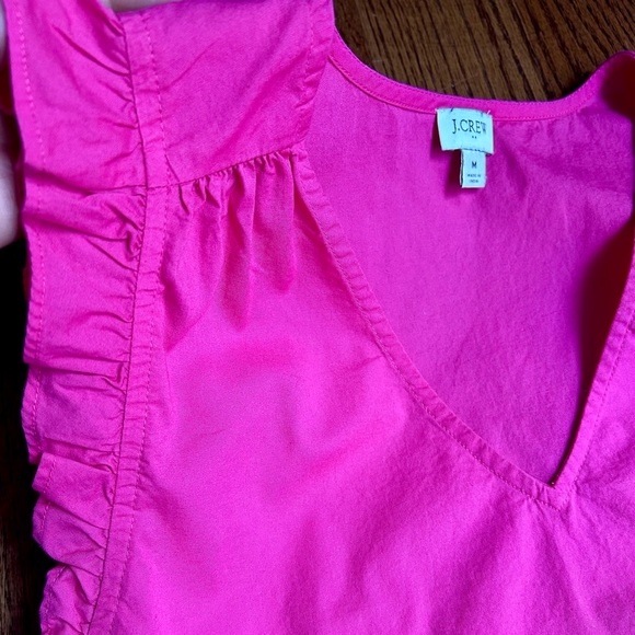 J.Crew Sleeveless Ruffle Hot Pink Top - Picture 4 of 9